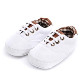 Solid color casual lace soft bottom baby canvas shoes baby shoes toddler shoes (Option: white-11cm)